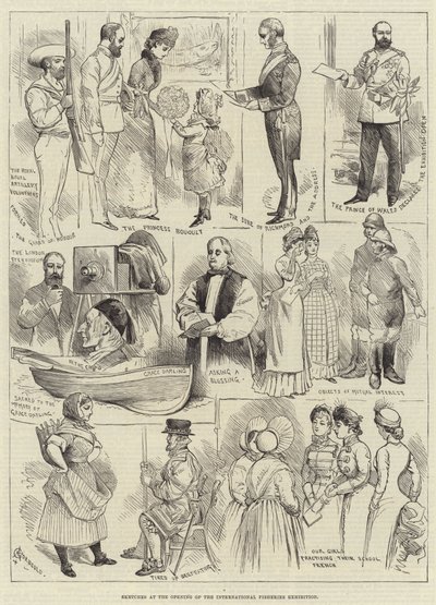 Sketches at the Opening of the International Fisheries Exhibition by Alfred Courbould